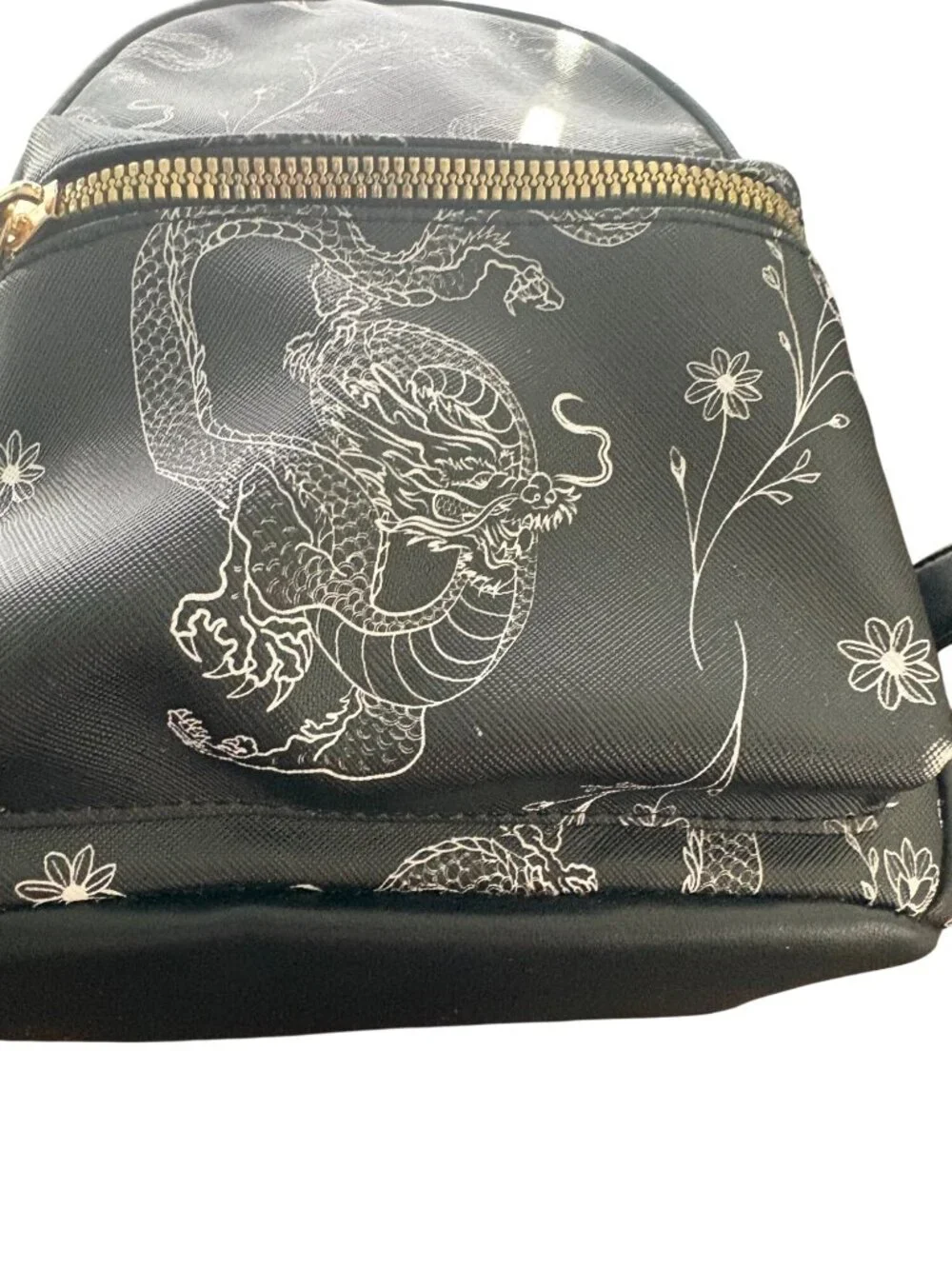 Dragon Print Black & White Y2K Mini Backpack Goth Alternative Grunge Bag